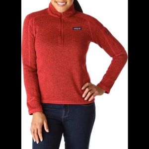 EUC Patagonia Better Sweater Red Brick 1/4 Zip Pullover Women’s Sz Small